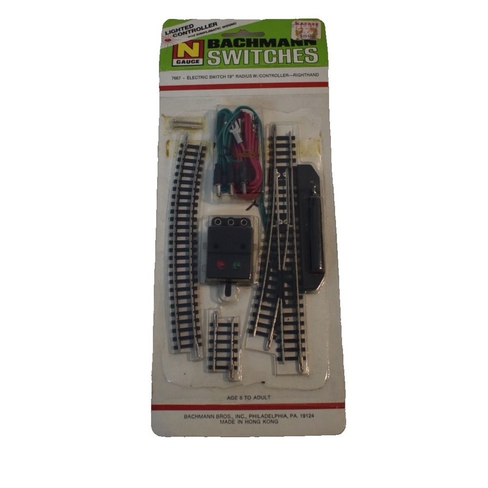 Bachmann N Gauge 7667 - Electric Switch 19" Radius W/ Controller Right Hand NEW